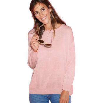 VENCA Jersey Abertura en la Espalda con Lazos Mujer by Vencastyle - 023752,Rosa Claro,S