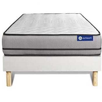Somier Blanco Actisom + Colchón Viscoelástico 120 x 190 cm con 3 Zonas de Confort