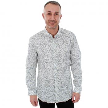 JACK & JONES Camisa Hombre M Blanco 12151294 JPRNOHR AOP Shirt LS EXP White Slim FIT