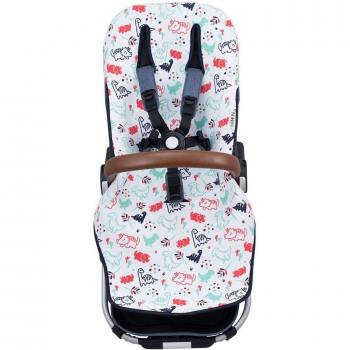 Colchoneta Jyoko para Silla Bugaboo Donkey de Algodón Orgánico y Transpirable, Compatible con Bugaboo Donkey, Diseño Dino Party