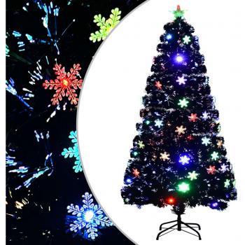 Árbol de Navidad copos de nieve LED fibra óptica negro 120 cm