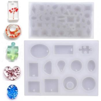 57formas Molde Silicona Joyería Collar Pendiente Fabricación de Colgante Creativo Bricolaje DIY
