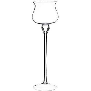 LOLAhome Portavelas Copa Alta Transparente de Cristal de Ø 16x60 cm