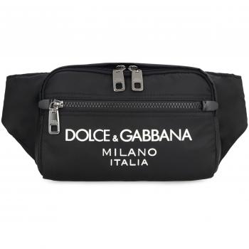 Dolce & Gabbana 'Sicilia Dna' Men's Nylon Belt Bag in Black, Size: ONE SIZE, Color: 8B956