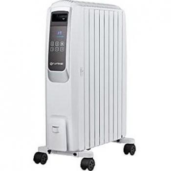 Grunkel - RAC-8 PIROS DIGITAL - Radiador de aceite de 8 elementos. Termostato inteligente, modo ECO, panel LED digital y mando a distancia - 2000W - Blanco