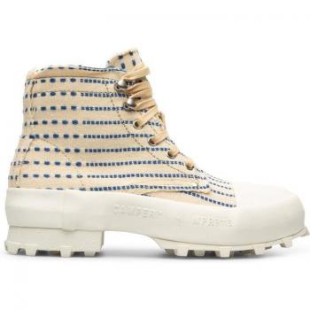 CAMPERLAB Traktori - Women's Ankle Boots in Beige/Blue, Size 36, Cotton Fabric