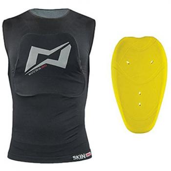 Mots MT5121XS/S Chaleco Skin con Protector Espalda y Bolsillo en el Pecho, Negro, Talla XS/S