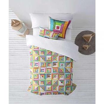 RIPSHOP - Funda nórdica de algodón percal de 175 Hilos - Cama de 105 x 190/200 cm - Artista ilustradora Anna Llenas | Patchwork
