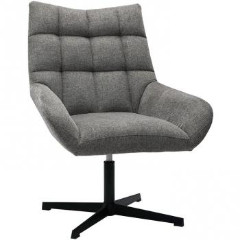 Sillón giratorio de diseño efecto aterciopelado texturizado gris KING