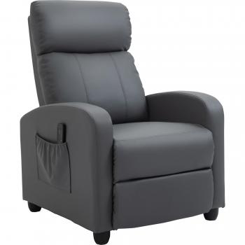 HOMCOM Sillón de Masaje Relax Reclinable Eléctrico con Mando a Distancia, 2 Zonas de Masaje, 8 Programas, 5 Niveles de Intensidad, Bolsillo L