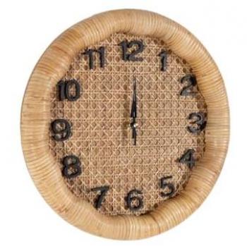 Reloj de Pared Romimex Marrón Mimbre Madera de Abeto MDF 36 x 36 x 6 cm