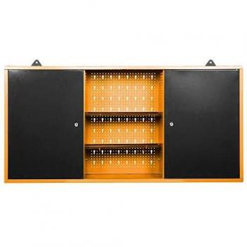 METALLMOBELL- MB003 ARMARIO METALICO DE PARED 120x60x20Cm, 2 ARMARIOS CON CERRADURA Y LLAVE,2 ESTANTES CENTRALES Y PANELES PERFORADOR