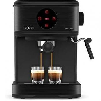 Solac CE4498 Taste Control - Cafetera espresso táctil, 20bar, Double Cream, Espresso y Cappuccino, 850W, parada automática, 1 o 2 cafés, Monodosis/molido, Vaporizador de acero inoxidable, 1.5 L, negra