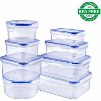 Deik Set de Recipientes Herméticos para alimentos con tapa, Conjunto apilable de 8 piezas, Sin BPA, Certificado LFGB, Apta para Lavavajillas y microondas, Tamaño diverso, Buena hermeticidad, 5.5 L