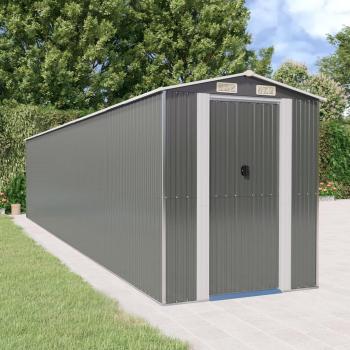 vidaXL Garden Shed Light Grey 192x938x223 cm Galvanised Steel