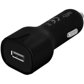Cargador de mechero USB 2.4A con Cable Micro-USB 1m Color Negro Setty