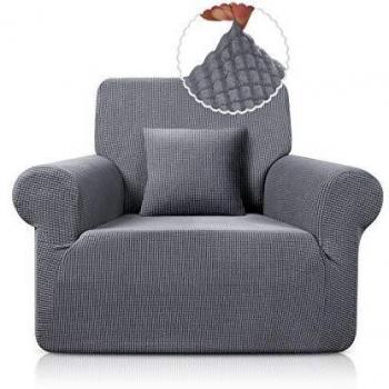 TAOCOCO Funda de Sofá Antideslizante Funda Sofá Jacquard Funda Elástica Protector de Muebles Lavable Antiácaros Antiarrugas（1 Plaza, Gris Claro）