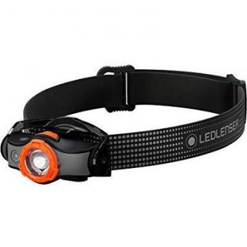 Ledlenser Linterna frontal LED para exteriores MH5, negro/naranja, recargable con batería, 400 lúmenes, duración lumínica de hasta 35h, luz roja, con 1 pila AA, clip metálico, carga magnético USB