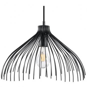 Lámpara colgante UMB negra de acero con bombilla LED E27