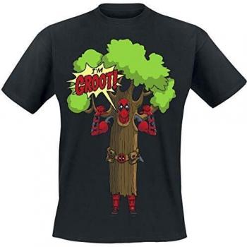 Deadpool I Am Groot Hombre Camiseta Negro M, 100% algodón, Regular