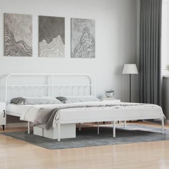 vidaXL Metal Bed Frame without Mattress with Headboard White 193x203cm