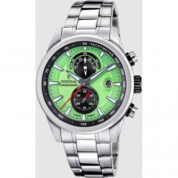 Festina - Reloj Timeless Chronograph F20694/3 con correa de acero inoxidable 316L verde para hombre