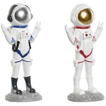 Figura Decorativa Home ESPRIT Azul Blanco Rojo Mujer Astronauta 9 x 7 x 20 cm (2 Unidades)