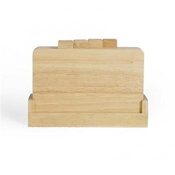 Set de 4 Planchas de Cortar Beige - LIVOO MES142 - Madera de Caucho - Con Lengüetas 26 x 18 cm - Soporte de Almacenamiento