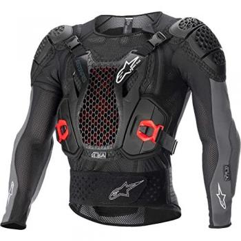 Alpinestars Chaqueta Protectora Bionic Plus V2 Negra con Antracita y Rojo, talla M, para motocross, unisex adulto