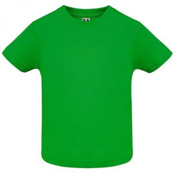 Camiseta Baby Roly Manga Corta Tejido Fino Acabado Compactado Cuello Redondo Apertura Hombro Corchetes Tallas 6M-18M Costuras Laterales