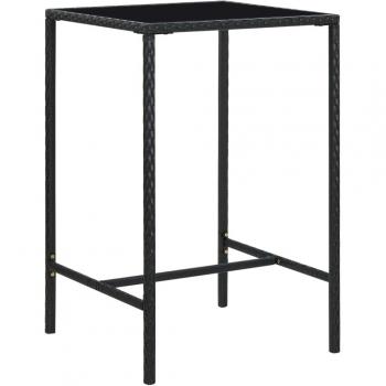 vidaXL Garden Bar Table Black 70x70x110 cm Poly Rattan and Glass
