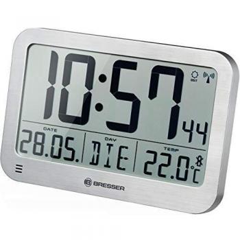 Bresser MyTime MC LCD Reloj de Pared, Plata, 225x150mm