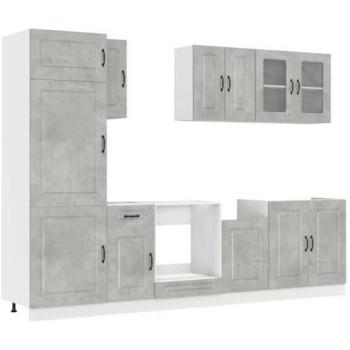 Set de Muebles de Cocina Kalmar 8 Piezas Gris Hormigón Madera Compuesta