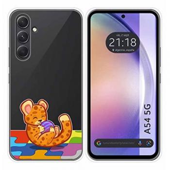 Funda de Silicona Transparente para Samsung Galaxy A54 5G con Diseño de Leopardo