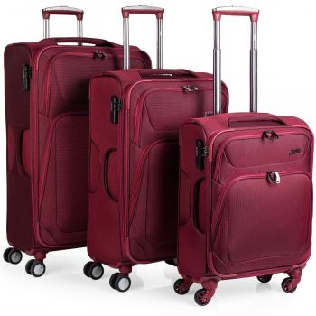 JASLEN - 51900 Juego Set 3 Maletas Trolley 50/60 / 70 cm poliéster EVA. Semirígidas, Resistentes y Ligeras. Mango telescópico, 2 Asas 4 Ruedas Dobles. Candado Integrado. Pequeña Low Cost, Color Rojo