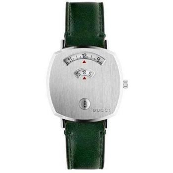 Gucci Gucci Grip Silver Dial/Green Leather Strap One Size