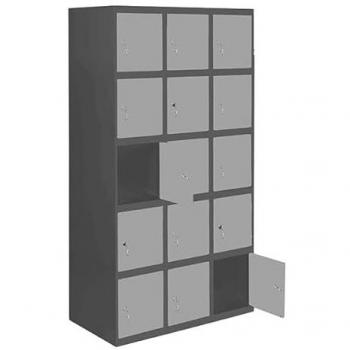 Casillero Profesional Simonlocker de 5 Puertas, Ancho 400mm, Alto 1200mm, Profundidad 500mm, Acabado Antracita/Gris