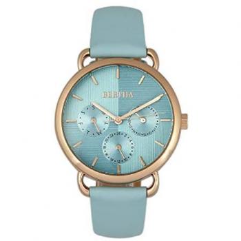 Bertha Gwen Seafoam Leather-Band Quartz Watch with Day & Date - Rose Gold