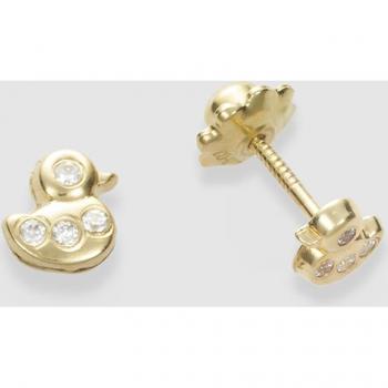Pendientes de bebé en oro con circonita, delicados y elegantes