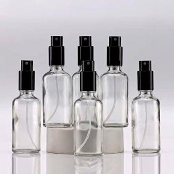 Yizhao Transparente Pulverizador Cristal 50ml, Glass Spray Bottles con [Atomizador],para Aceites Esenciales, Mezclas de Aromaterapia, Perfumes, Masajes, Líquidos Químicos, Farmacéutico– 6Pcs
