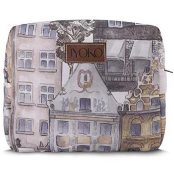 Neceser Holandés Jyoko de Algodón Resistente con Asa Lateral y Estampados en Beige