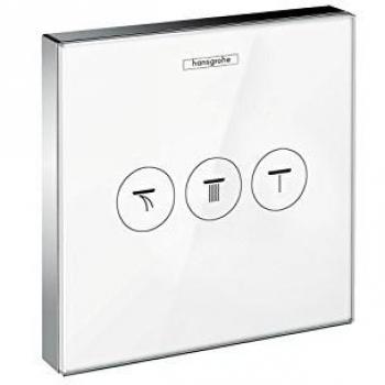 Hansgrohe 15736400 ShowerSelect Glass, válvula empotrada, blanco/cromo, 3 salidas