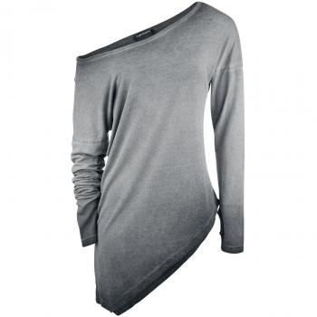 Rockupy Manga Larga Asimétrica Manga Larga Mujer Gris L