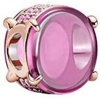 Pandora Pink Oval Cabochon Charm - Rose Gold Plated Silver