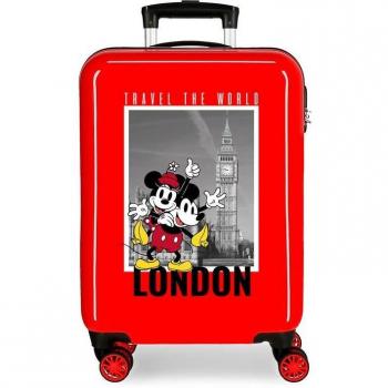 Disney Maleta de Cabina Rígida Mickey y Minnie Londres 55cm Rojo 34L ABS