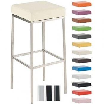 Taburete de Bar Montreal 85 cm Crema con Asiento Acolchado y Base de Acero Inoxidable