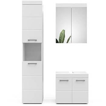 Conjunto de muebles de baño Luna, Blanco, 3 piezas, con mueble alto