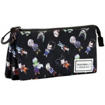 Estuche Portatodo Triple Dragon Ball SD - Organizador de lápices y material escolar con diseño de personajes de la serie animada