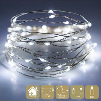 Micro-led 100 luces Navidad metal Blanco