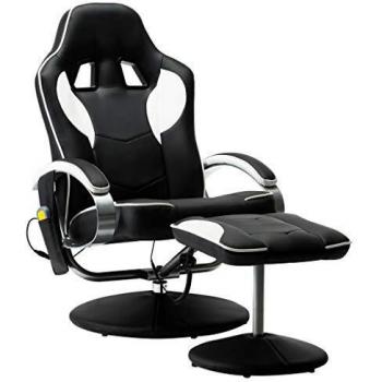 vidaXL Sillón Masaje Eléctrico y Reposapiés Cuero Sintético Blanco Mobiliario Estilo y Funcionalidad Comodidad Sala de Relajación Estudios